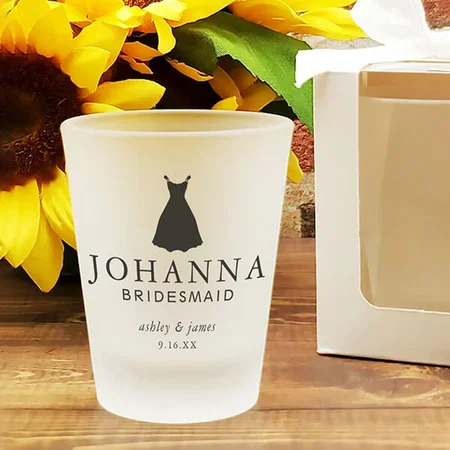 Black Dress Bridesmaid Wedding Design Customized Photo Printed Shot Glass