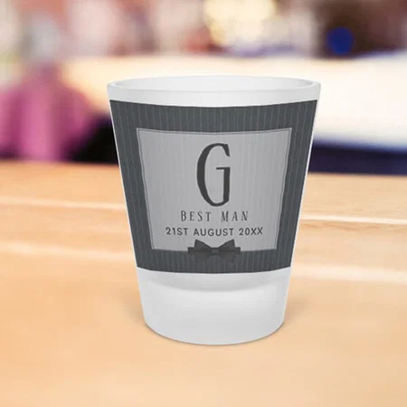 Monogram Best Man PinStripes Design Customized Photo Printed Shot Glass