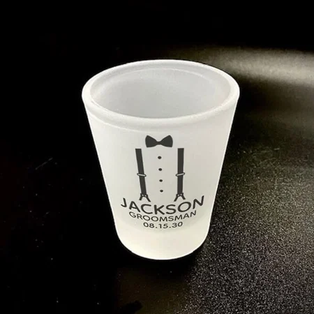 Black Bow Tie Design Customized Photo Printed Shot Glass