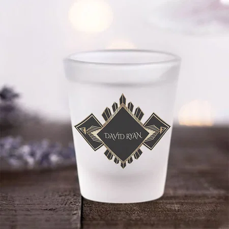 Elegant Gold and Black Art Deco Monogram Customized Photo Printed Shot Glass