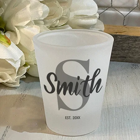 Grey and Black Family Monogram Customized Photo Printed Shot Glass