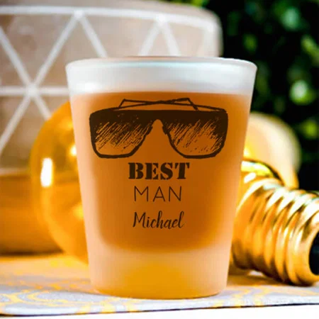 Black Goggles Best Man Bachelor Party Customized Photo Printed Shot Glass