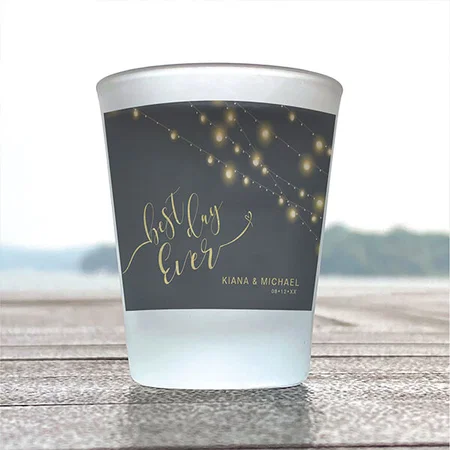 Modern String Gold Lights Wedding Customized Photo Printed Shot Glass