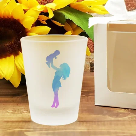 Mom and Her Baby Watercolor Customized Photo Printed Frosted Shot Glass
