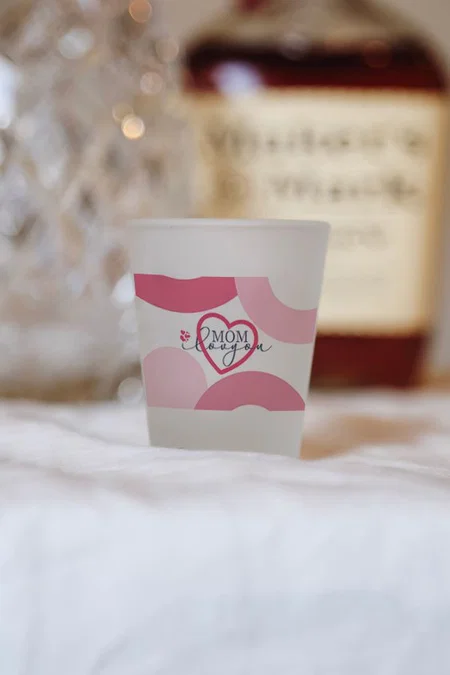 Elegant Design Mom I Love You With Heart Customized Photo Printed Frosted Shot Glass