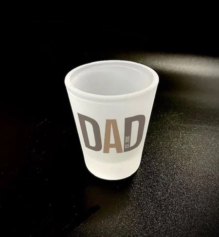 Modern Brown Dad Established Customized Photo Printed Frosted Shot Glass