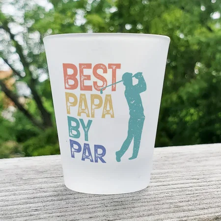 Best Papa By Par Customized Photo Printed Frosted Shot Glass