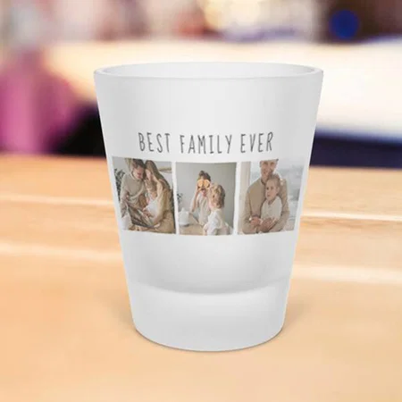 Modern Collage Photo & Best Family Ever Customized Photo Printed Shot Glass