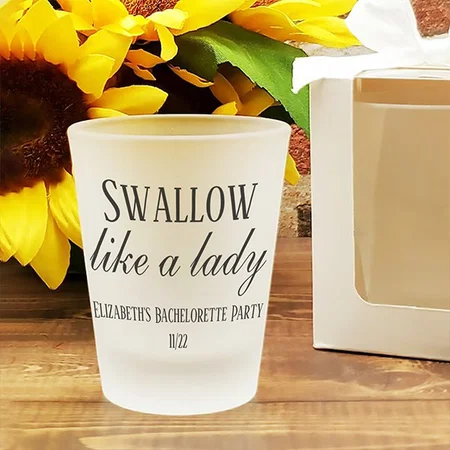 Swallow Like a Lady Funny Humor Bachelorette Party Customized Photo Printed Shot Glass