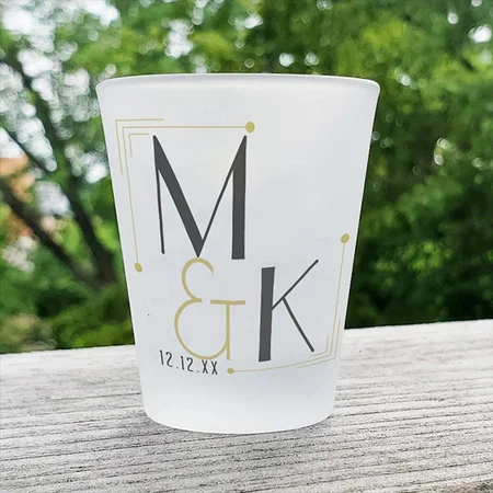 Initials with Date Customized Photo Printed Shot Glass