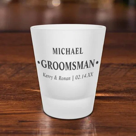 Wedding Date and Names Groomsman Customized Photo Printed Shot Glass