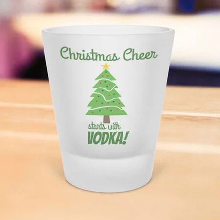 Christmas Cheer Starts With Vodka Customized Photo Printed Shot Glass