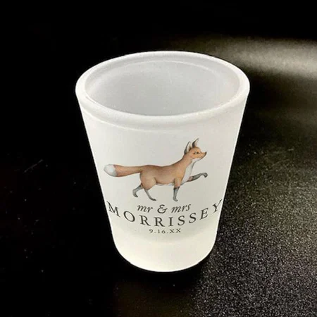 Watercolor Woodland Fox Mr and Mrs Customized Photo Printed Shot Glass