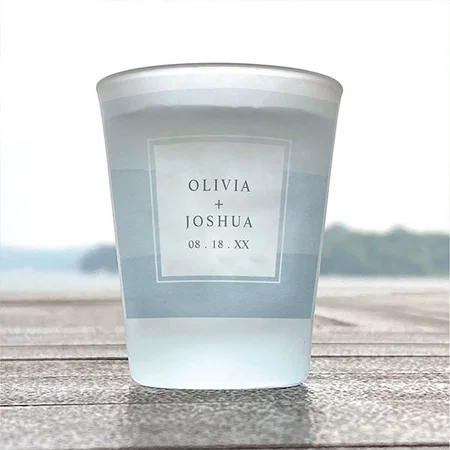 Blue Watercolor with Couple Name Customized Photo Printed Shot Glass