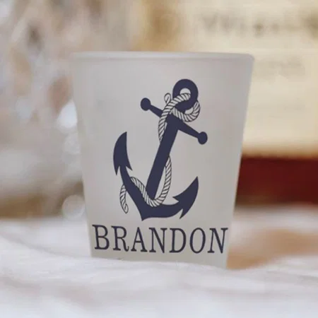 Nautical Anchor Design with Name Customized Photo Printed Shot Glass