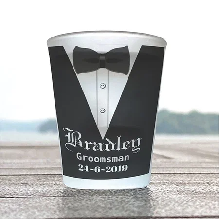 Groomsmen Name Customized Photo Printed Shot Glass