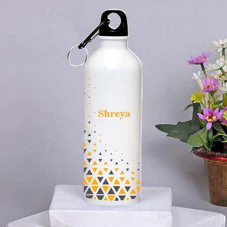 Gold And Grey Colored Triangle Customized Photo Printed Sipper Bottle