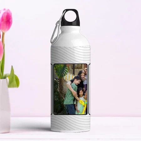 3 Pictures With Wave Design Customized Photo Printed Sipper Bottle