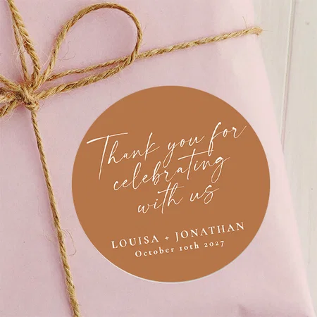 Elegant Terracotta Trendy Script Thank You Customized Printed Sticker