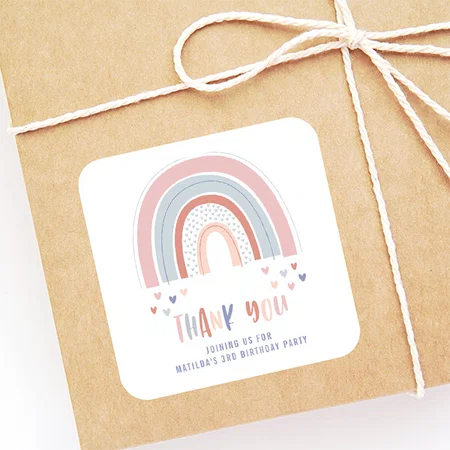 Rainbow Birthday Customized Printed Sticker