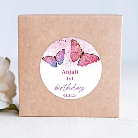 Butterfly Theme 1st Birthday Party Customized Printed Sticker