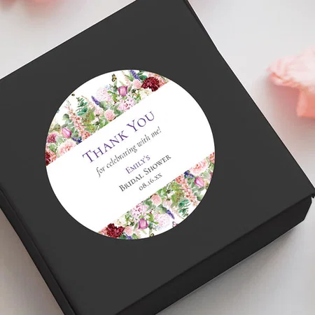 Elegant Floral & Butterflies Thank You Customized Printed Sticker