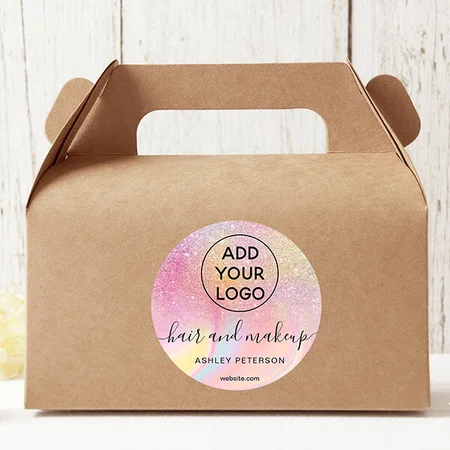 Pink Rainbow Glitter Marble Chic Hair Makeup Customized Printed Sticker