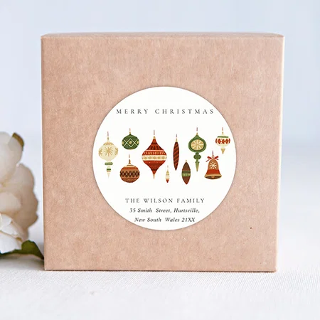 Pastel Red Green Star Chirstmas Customized Printed Sticker
