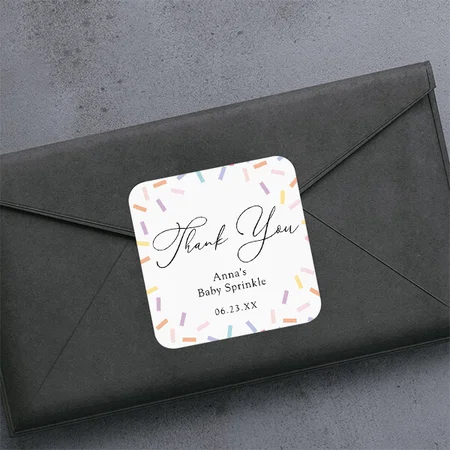 Colorful Sprinkles Thank You Customized Printed Sticker