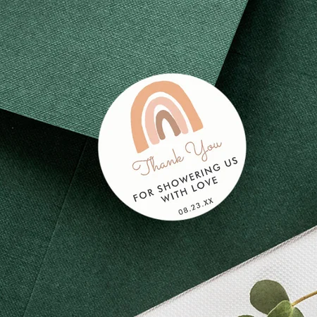 Boho Rainbow Thank You Customized Printed Sticker