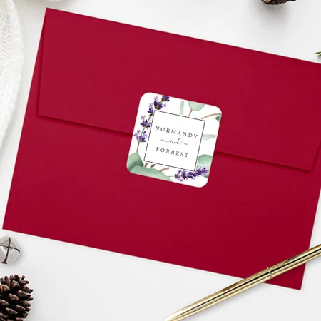 Rustic Lavender and Eucalyptus Customized Printed Sticker
