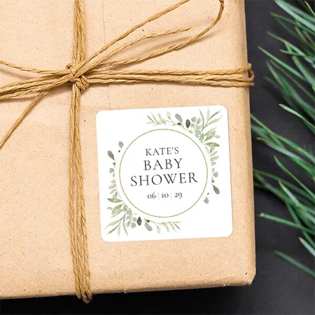 Modern Watercolour Greenery Customized Printed Sticker