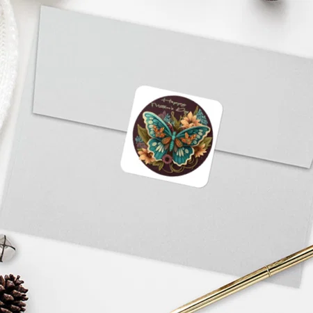 Butterfly and Flowers Happy Mother's Day Customized Printed Sticker