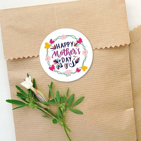 Butterfly with Floral Design Happy Mother's Day Customized Printed Sticker