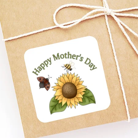 Happy Mother's Day Sunflower Bee Classic Customized Printed Sticker