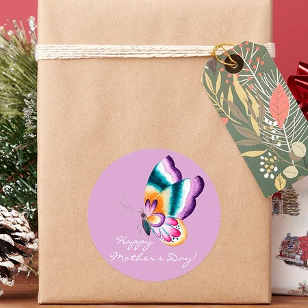 Boho Chic Butterfly Happy Mother's Day  Customized Printed Sticker