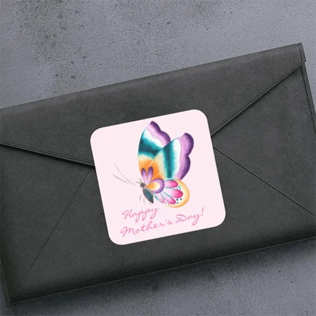 Boho Chic Butterfly Happy Mother's Day  Customized Printed Sticker