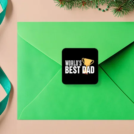 World's Best Dad Typography Trophy Customized Printed Sticker