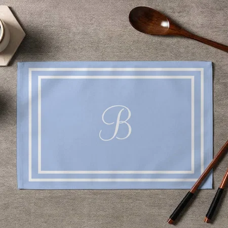 Baby Blue With Initials Customized Printed Cloth Placemat Table Mat