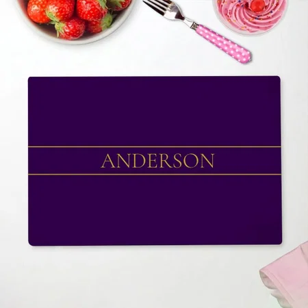 Elegant Gold & Deep Purple Customized Printed Cloth Placemat Table Mat