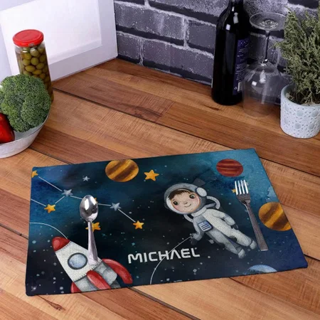 Outer Space Astronaut Shuttle Customized Printed Cloth Placemat Table Mat