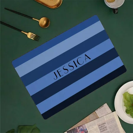 Modern Blue Stripes Pattern Customized Printed Cloth Placemat Table Mat