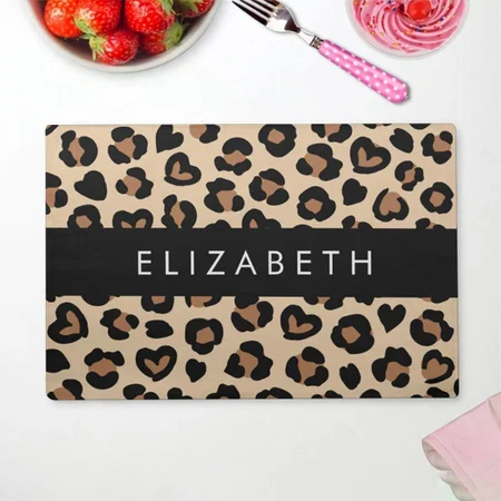 Animal Print Brown Customized Printed Cloth Placemat Table Mat