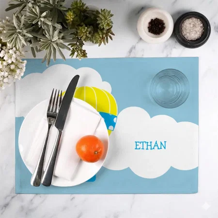 Owl In Hot Air Balloon Customized Printed Cloth Placemat Table Mat
