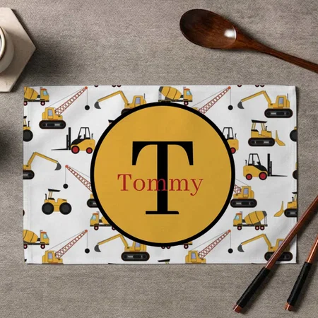 Cool Kids Construction Customized Printed Cloth Placemat Table Mat