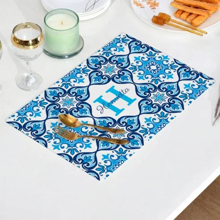 Name With Initial Customized Printed Cloth Placemat Table Mat