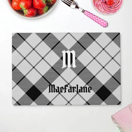 Black And White Tartan Customized Printed Cloth Placemat Table Mat