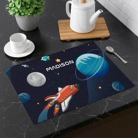 Outer Space Travel In The Galaxy Customized Printed Cloth Placemat Table Mat