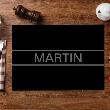 Modern Black & Grey Customized Printed Cloth Placemat Table Mat