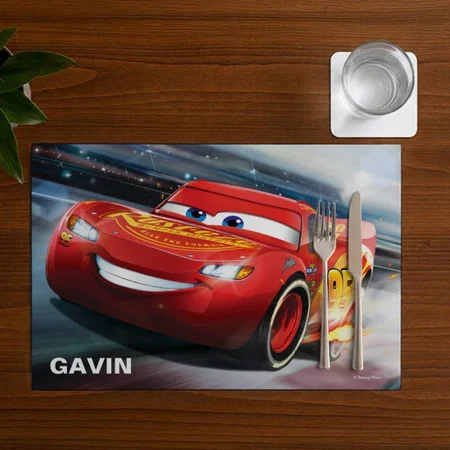Red Cartoon Racing Car Customized Printed Cloth Placemat Table Mat